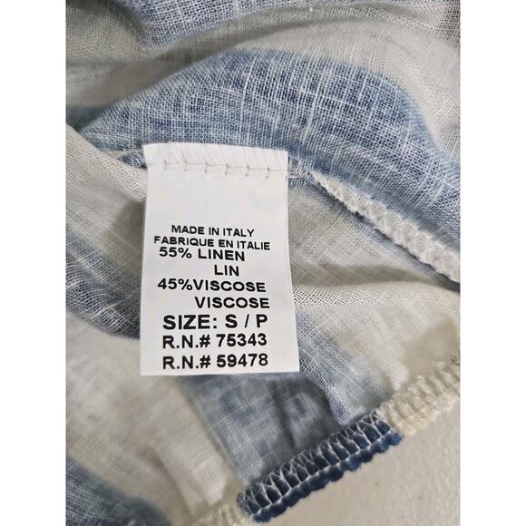 Bellambra~Woman S~Linen Blend Boho Top/Pants 2 Pc. Striped Italy Blue/Beige NWT. - Picture 10 of 16